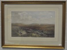 Charles Brooke Branwhite (1851-1929) watercolour, depicting the moorlands, signed (lower left)