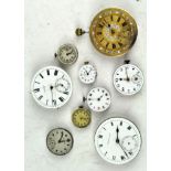 A box of nine pocket watches of assorted sizes and designs,