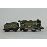 A Hornby O Gauge No 1 Special Clockwork Locomotive and Tender, 0-4-0 in LNER green livery,