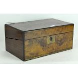 A Victorian brass bound walnut writing box, bearing presentation plaque dated 1894,