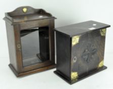 Two small oak table top smoking cabinets,