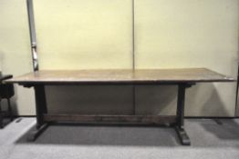 A large 20th century oak refectory table,