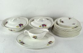 A Portland Pottery part dinner service, 6/1956, decorated with floral printed decoration of flowers,