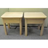 Two modern oak side tables,