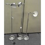 Three retro adjustable metal floor lamps,
