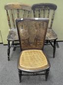 Two oak country kitchen chairs,