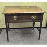 An early 19th century oak side table with single drawer,