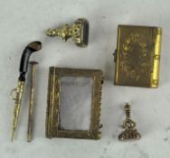 A collection of 19th Century gilt metal items,