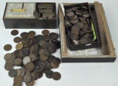 A collection of copper coins, including Victorian and later examples,