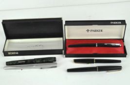 Four Parker fountain pens, of assorted designs, two in original boxes,