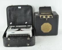 A vintage mid-century Roberts Radio, model 27708, together with a Robotron Mod 155 typewriter,
