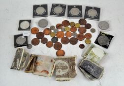 A selection of coins, mostly European 20th Century examples, of assorted designs and sizes