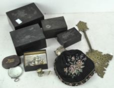 A selection of Oriental collectables, including purse,