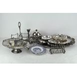 A quantity of vintage and modern silver plated items including trays, dishes,