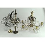 A gilt metal five light chandelier,