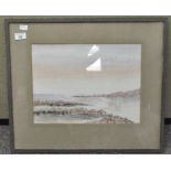 A watercolour titled 'Queensland Coast' and signed Helen D'Oyly Sharpin,