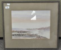 A watercolour titled 'Queensland Coast' and signed Helen D'Oyly Sharpin,