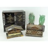 Assorted Asian collectables, including a Japanese lacquered table top cabinet, late 19th century,
