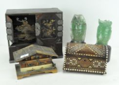 Assorted Asian collectables, including a Japanese lacquered table top cabinet, late 19th century,