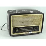 A vintage G E C valve radio, mid-century, with brown bakelite case,