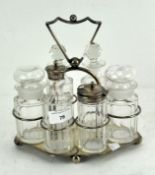 A late Victorian EPNS and glass cruet set