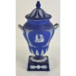 A Wedgwood blue jasperware vase and cover,