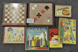 A collection of assorted vintage games, including: Spinning Jenny, Scram,