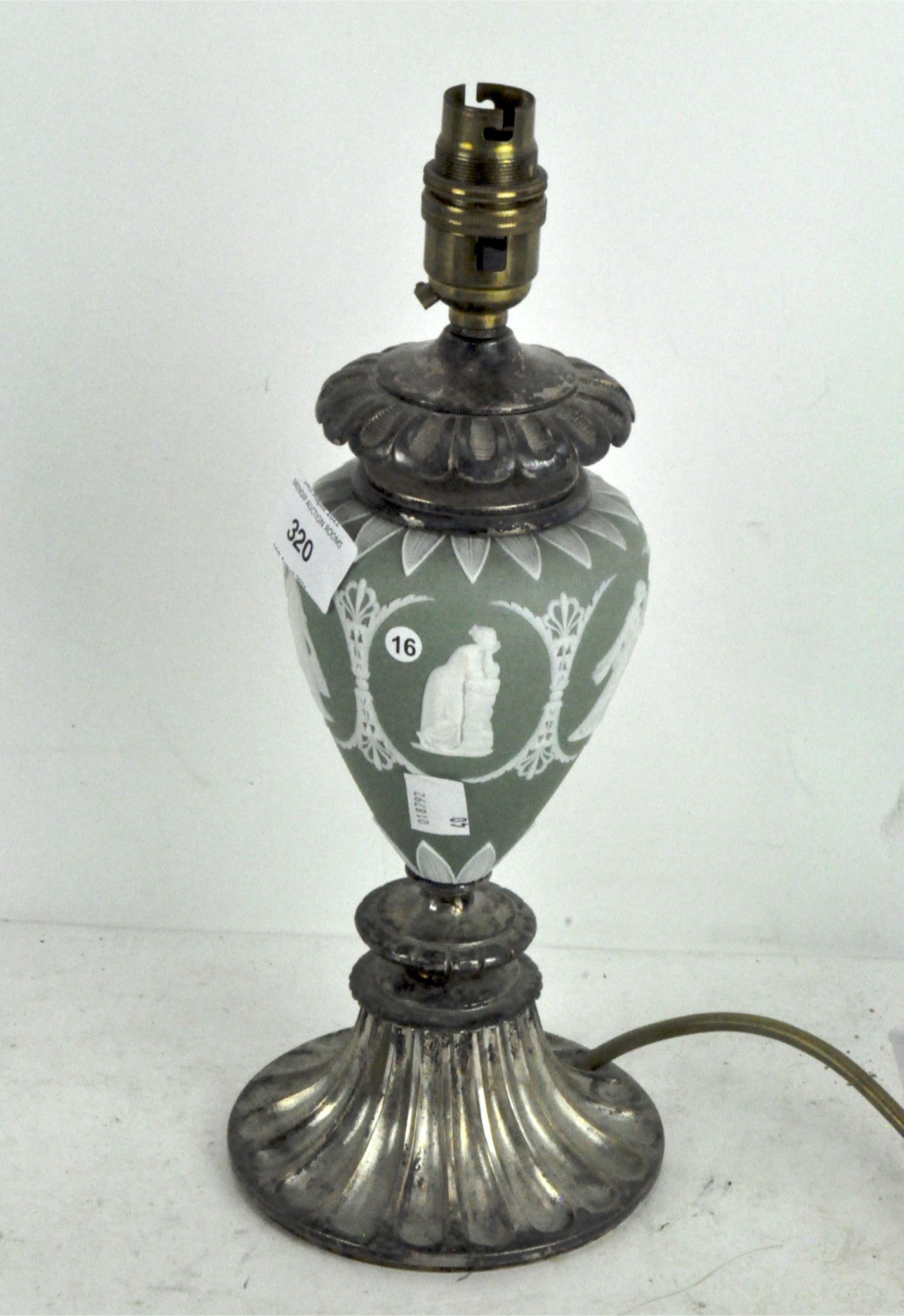 Wedgwood green jasperware table lamp,