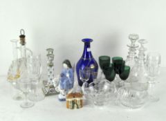 A selection of contemporary glassware, including four decanters,