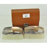 A pair of mid century silver mounted brushes, stamped Birmingham,