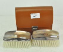 A pair of mid century silver mounted brushes, stamped Birmingham,