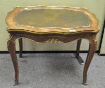 A French 19th century kingwood and gilt metal mounted low table,