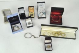 A selection of assorted silver and other jewellery, including a Christening bangle,