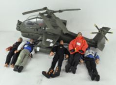 An Action Man in a 2011 HM Armed Forces helicopter, together with 5 Action Men