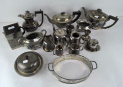 A parcel of EPNS tea ware sets, including tea pots, milk jugs,