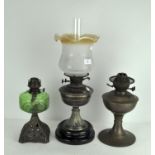 Three late19th/early 20th century oil lamps