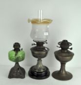 Three late19th/early 20th century oil lamps