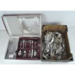 A quantity of vintage and modern silver plated and stainless steel flatware