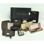 Assorted collectables, including: a Swiss 8 day travelling clock in simulated tortoiseshell case,