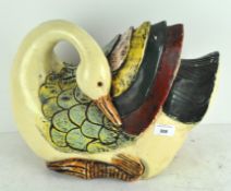 A 20th Century hand painted wooden swan from Indonesia,