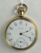 A gentleman's Waltham Pocket watch, gold plated case,