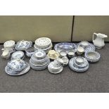 An extensive collection of vintage and contemporary blue and white table ceramics,
