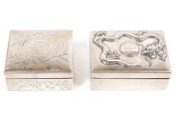 Two early 20th century Chinese export silver cigarette boxes,