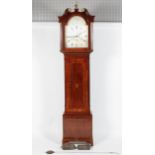 A mahogany longcase clock, the silvered dial with 13 1/2" chapter ring,