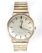 A Gents yellow metal cased Omega Geneve manual wind wristwatch, 1960's,