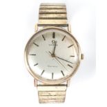 A Gents yellow metal cased Omega Geneve manual wind wristwatch, 1960's,