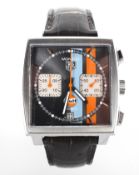 A Gentleman's Tag Heuer Monaco "Vintage" limited edition Gulf Chronograph wristwatch,