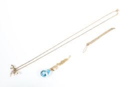 A collection of jewellery to include: a 9ct sapphire and diamond dragonfly pendant with chain,