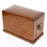 A late 19th century oak stationery box, of rectangular form,