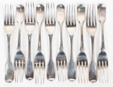 A collection of ten Georgian silver dessert forks,